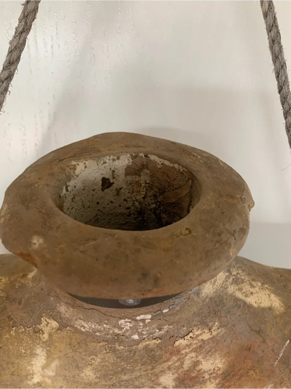Handcrafted Mexican Canteen Style Jug w Heavy Rope 14”H 13”W
